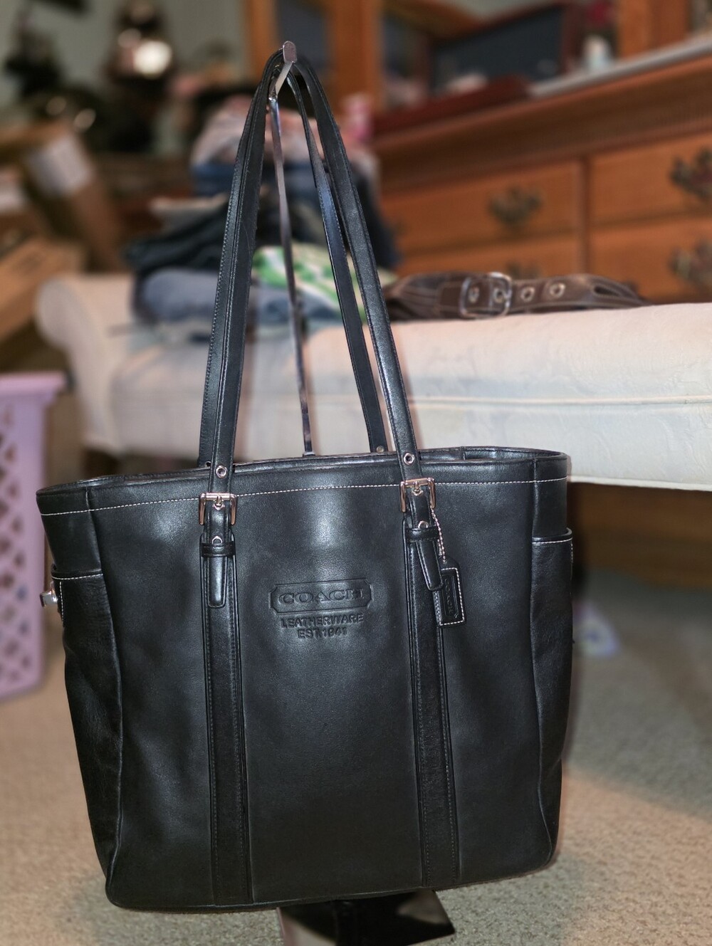 Coach Black Leatherware 1941 Hamptons Tote Y2k W/ Wallet Like New